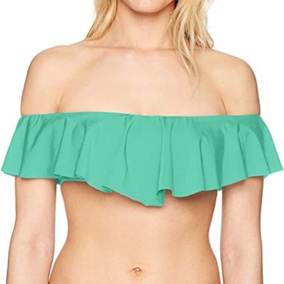 Trina Turk Womens Standard Off Shoulder Ruffle Bandeau Bikini Swimsuit Top 6 - Picture 1 of 3